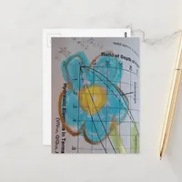 A Beautiful Blue Flower on Vintage Textbook Page Postcard