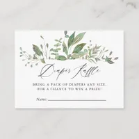 Greenery Geometric Baby Shower Diaper Raffle Enclosure Card