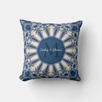 Fractal Patchwork Monogram Navy Blue+Cream Cushion