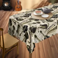 Sheet Music and Instruments Black/Gold ID481 Tablecloth