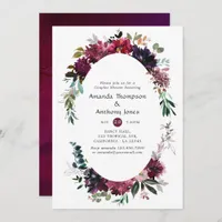 Bordo Violet Plum Floral Couples Shower Invitation