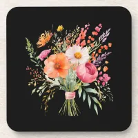 Elegant Floral Bouquet Hand-Tied Bunch of Flowers Beverage Coaster