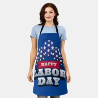 Happy Labor Day Red White Blue Stars  Apron