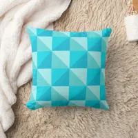 Turquoise Green Optical Illusion Quilt pattern Throw Pillow