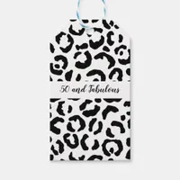50 and Fabulous Black and White Cheetah Print Gift Tags