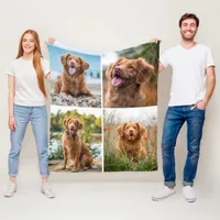 Modern 4 Photo Collage Dog Fleece Blanket