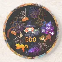 Halloween Witch Birthday Party Black Coaster