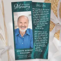 Memorial Prayer Card Custom Photo Green Funeral Bookmarks