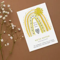 We've Moved Boho Yellow Rainbow Announcement Postcard