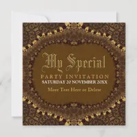 Vintage Medieval Gold Gothic Party Invitation