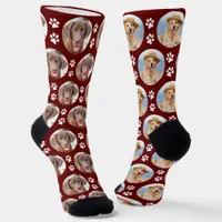 Personalized 2 Dog Photo Pet Paw Prints Pattern Socks