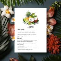 Watercolor Caribbean Destination Wedding Menu