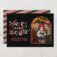 Classic Muted Modern Retro Christmas Family Photo Holiday Card
