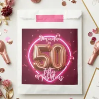 Rose Gold Balloon Neon Hot Pink 50th Birthday Favor Bag