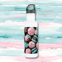 Pink and Blue Macaron with Sprinkles Stainless Steel Water Bottle