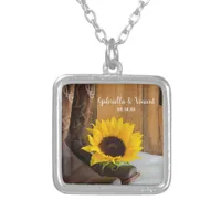 Country Sunflower Western Wedding Silver Plated Necklace