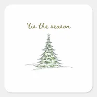 Tis The Season Christmas Tree Debbie Groovy Santa Square Sticker