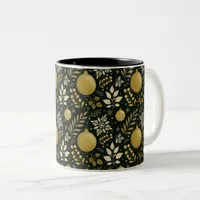 Elegant Gold and Black Holiday Ornament Christmas Two-Tone Coffee Mug