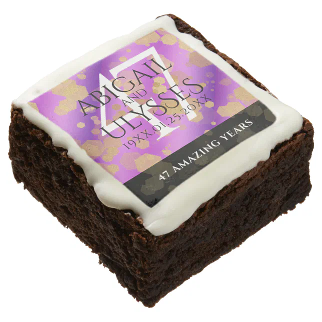 Elegant 47th Amethyst Wedding Anniversary Brownie