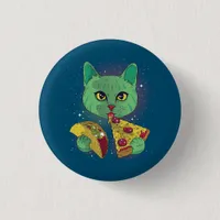Taco and Pizza Cosmic Space Cat Button