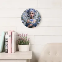 Beautiful September Fairy in Asters Large Clock