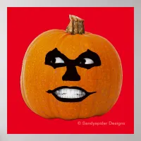 Jack o' Lantern Sinister Face, Halloween Pumpkin Poster