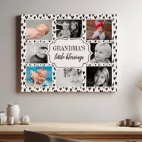 Grandma's Blessings Doodle Hearts Photo Faux Canvas Print