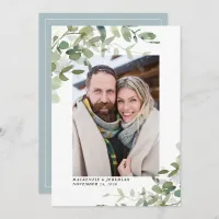 Dusty Blue Eucalyptus Wedding Photo Save the Date