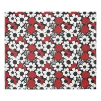 Pretty Floral Pattern in Red, Black and White Duvet Cover