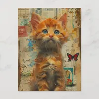 Cute Ginger Kitten Collage Postcard