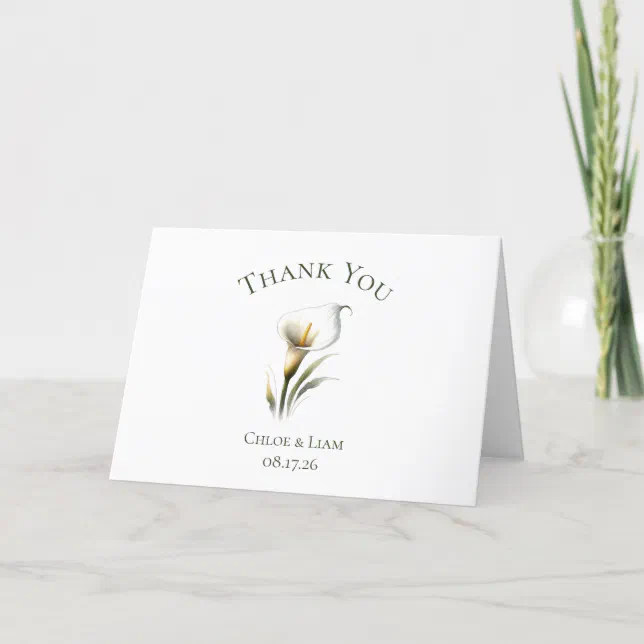 Elegant Custom Calla Lily Flower Wedding Thank You