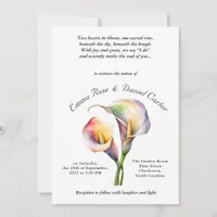 Elegant Romantic Calla Lily Soft Watercolor Pastel Invitation