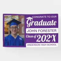 3' x 5' Purple White Congrats Graduate with Photo Banner