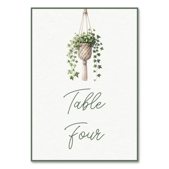 Ivy: Boho Chic Botanical Greenery Plant Minimalist Table Number