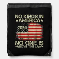 No Kings In America Minimal Clean Drawstring Bag