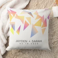 Pastel Multi-Colored Confetti White Wedding Throw Pillow