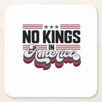 No Kings In America USA Retro Classic Square Paper Coaster