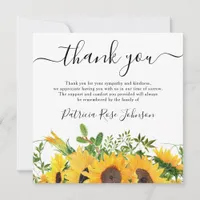 Rustic Sunflower Funeral Memorial Thank You