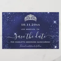 Budget Quinceanera blue glitter dust save date