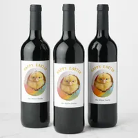 Hatching Chick Colorful Egg Happy Easter Wine Label