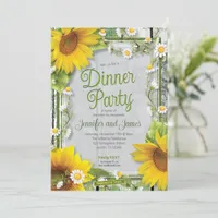 Country Sunflower Daisy Baby Shower Dinner Party Invitation