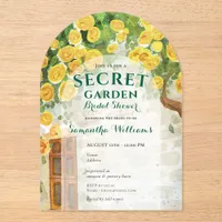 Secret Garden Yellow Roses Enchanted Bridal Shower Acrylic Invitations