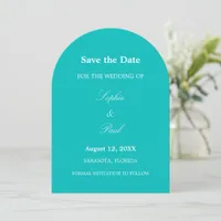 Vibrant Aqua Turquoise Arch Save the Date