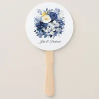 Navy and White Floral Wedding Hand Fan