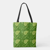 Chic Green&Yellow Kalka Print Tote-Vibrant fashion Tote Bag