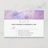 ~ Floral Lavender Blue Glitter Elegant  RSVP Enclosure Card