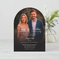 Elegant Black and White Modern Photo Arch Wedding Invitation
