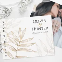 Gold Tropical Palm Photo Save the Date Card