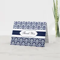 "navy blue" damask ThankYou Cards