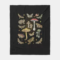 Cottagecore Aesthetic Mushroom Frog Butterfly Gobl Fleece Blanket